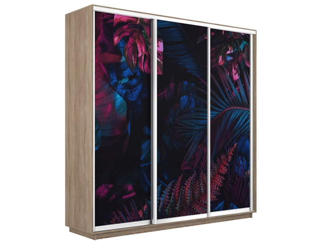 Шкаф-купе Экспресс 3-х дверный (Фото №1004 Джунгли темные), Сонома