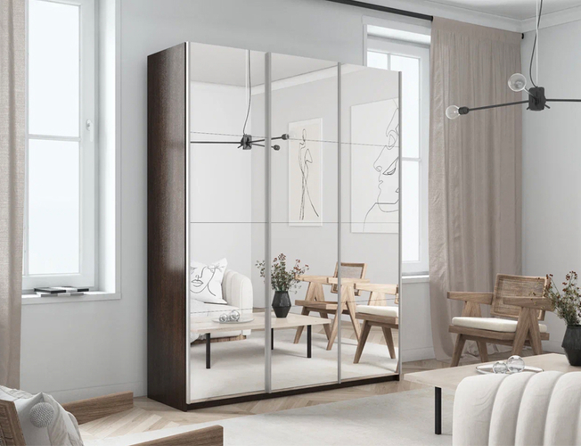 Шкаф-купе Прайм з-х дверный (Зеркало), Венге