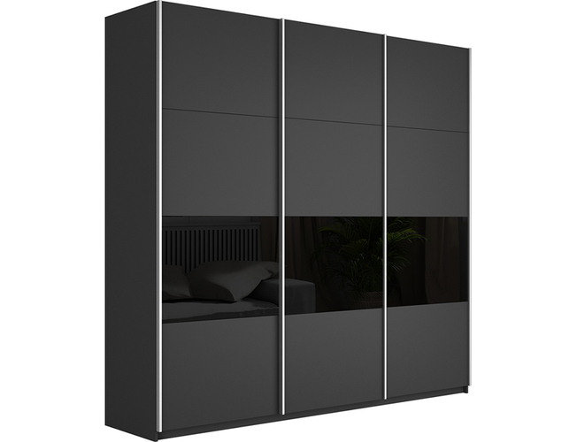 Шкаф-купе широкий Прайм Люкс 3-х дверный (фасад дсп/стекло белое/черное), Серый диамант