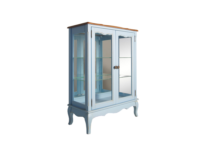 Голубой двустворчатый шкаф Leontina для посуды