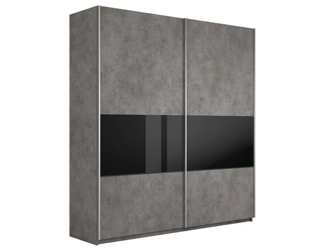 Шкаф-купе широкий Прайм Люкс 2-х дверный (фасад дсп/стекло белое/черное), Бетон